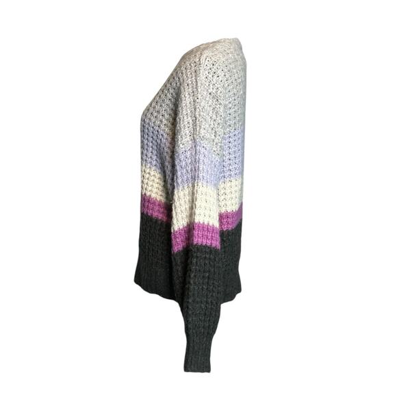 Universal Thread Purple Lilac Grey Striped Waffle Knit Sweater Size XS - Picture 6 of 11